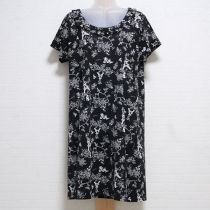 黒パリ柄カットソーチュニックワンピース【9号】