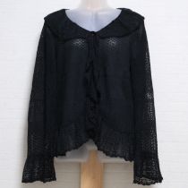 黒模様編みフリルカーディガン