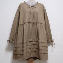 ベージュナチュラルキャンバスチュニックブラウス