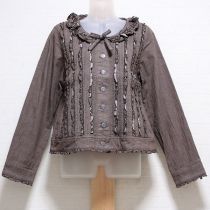 茶フリル使いデニムジャケット【4(L)】