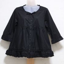 黒ピコフリルローンブラウス