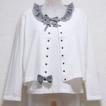 白×黒ギンガム使いカットソーアンサンブル