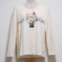 生成花かごプリント長Tシャツ