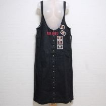 黒くまワッペンデニムジャンパースカート