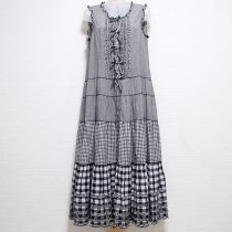 黒ミックスギンガムノースリワンピース