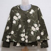 カーキ和柄菊カットソーアンサンブル