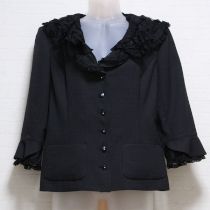 黒レース襟麻混ジャケット