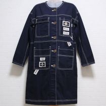 紺ネーム使いノーカラージャケット