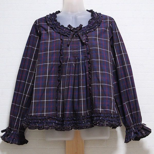 ピンクハウスフリルチェックブラウス♡新品タグ付き ぽかっ