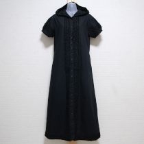 黒ピコフリルフード付き羽織ワンピース