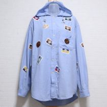 サックスサッカーパッチ&刺繍フード付きブラウス