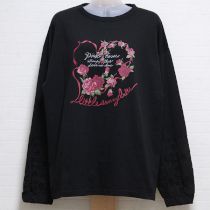 黒リトルサニーバイトコラボローズハート長Tシャツ【F】