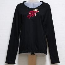 黒アンジェリークローズ刺繍Tシャツ【4(L)】