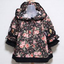 黒薔薇ブーケパッチワークピコフリルブラウス
