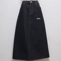 黒ロゴ刺繍くまワッペンデニムスカート【M】