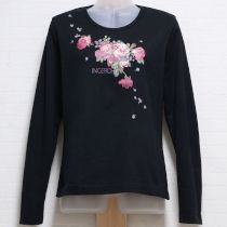 黒薔薇ブーケ長Tシャツ【L】
