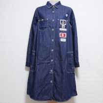 紺ネーム付き薄手デニムワンピース