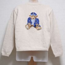 生成セーラーくま刺繍コットンカーディガン