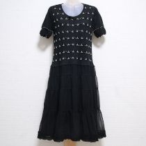 黒ビーズ刺繍ニット×ジョーゼットワンピース【9号】