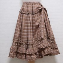 茶系オリチェサテンリボンスカート