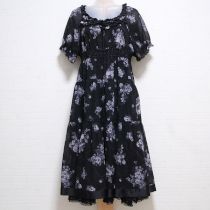 黒カームブーケシャーリングワンピース