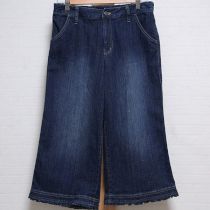 紺デニムフリル使いガウチョパンツ【4(L)】