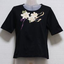 黒ガーデニアプリントTシャツ【11号】