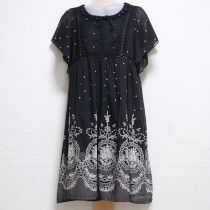 黒アンティークレースプリントチュニックブラウス【11号】