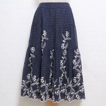 紺鈴蘭刺繍ドットスカート【9号】