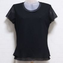 黒ロゴ刺繍入りレイヤー風カットソー