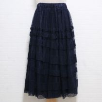 紺ドット刺繍チュールスカート