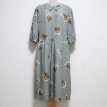 ブルーグレーハウスプリントポリワンピース