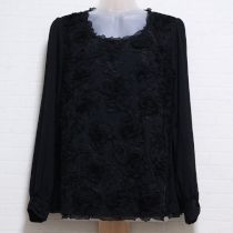 黒花刺繍シフォンブラウス【3(9号)】