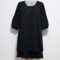 黒サテンリボン使いニットチュニック