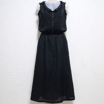 黒花モチーフワンピース【S】