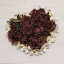 茶系ハート薔薇コサージュ