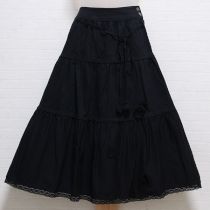 黒花モチーフスカート花リボンベルト付き【L】