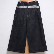 黒チェリー刺繍ワイドパンツ【3(M)】