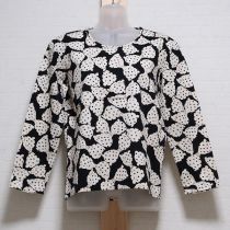 黒リボンプリント長Tシャツ