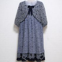 青系花柄ボレロ風ワンピース【11号】