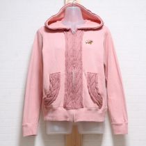 ピンクニット使い苺刺繍パーカー【M】