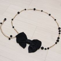 黒リボン付きチェーンベルト