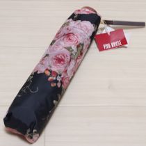 黒ローズブーケプリント折り畳み傘
