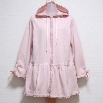 ピンクフリル使いロングパーカー