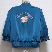 ブルー系カルテポスタル刺繍リバーシブルブルゾン【4(L)】