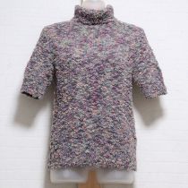 パープル系ミックスカラータートルセーター【S】
