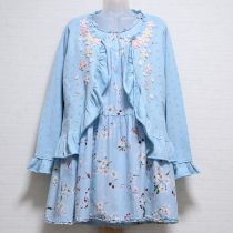 サックス系チェリーブロッサムカーディガン&チュニックブラウス