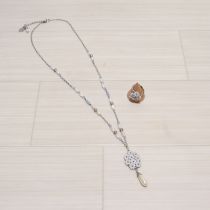 ブルー系花モチーフペンダント&リング