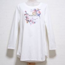白ブーケコサージュプリントカットソーチュニック【3(9号)】