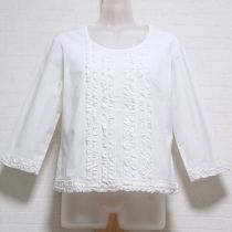 白ピコフリル後ろ開きブラウス【S】